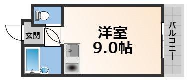 H2O高井田ビル(ワンルーム/4階)の間取り写真