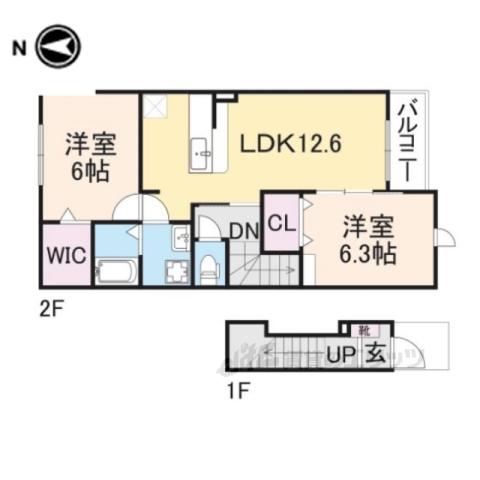 クラール・ブリーゼ(2LDK/2階)の間取り写真