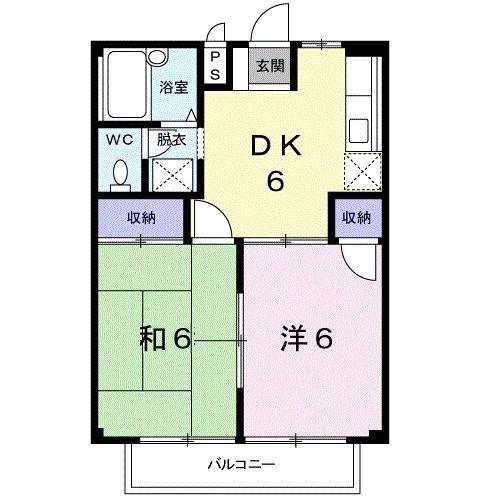 シティハイツ天野(2DK/2階)の間取り写真