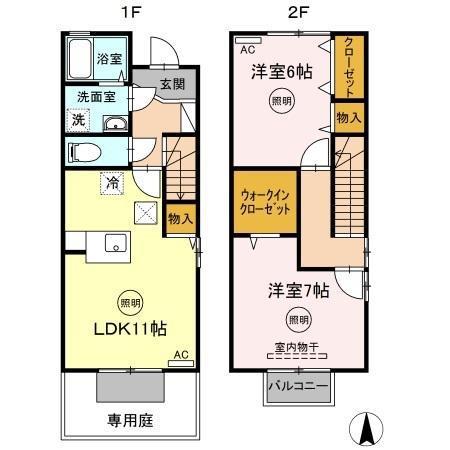 ブルーフォーレ A・B・C棟(2LDK/1階)の間取り写真