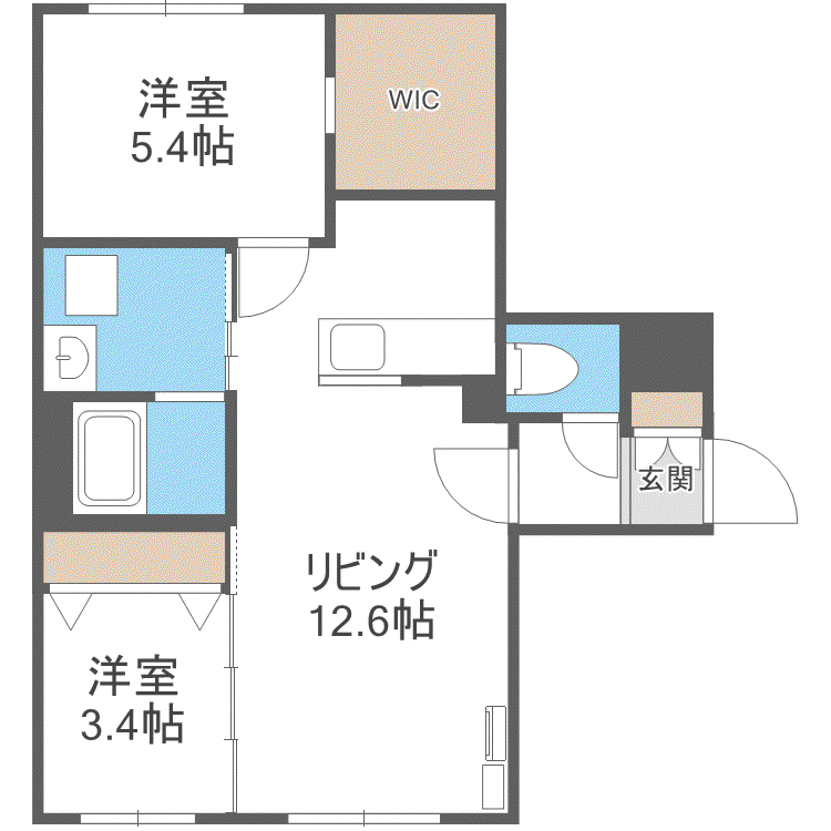 ベルコート発寒南(1LDK/2階)の間取り写真