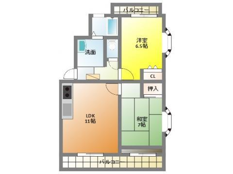 アクシア飯田(2LDK/3階)の間取り写真