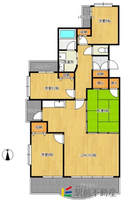 ライオンズマンション中央町(4LDK/4階)の間取り写真