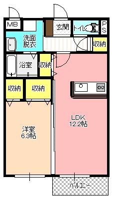 ラ ポール 松澤A(1LDK/1階)の間取り写真