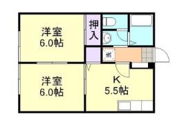 サンライフ中島 II B(2DK/1階)の間取り写真