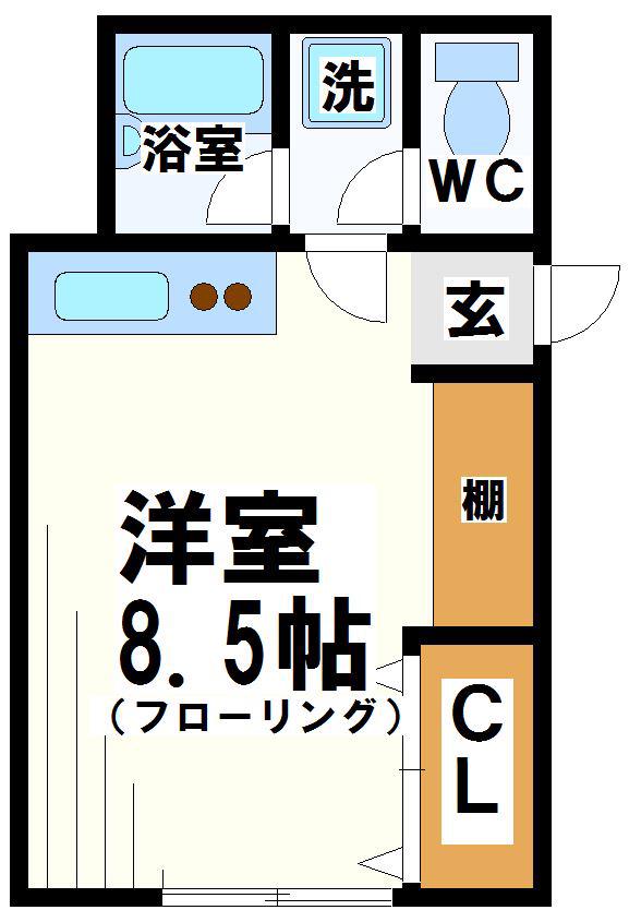 ブルーミング(1K/1階)の間取り写真