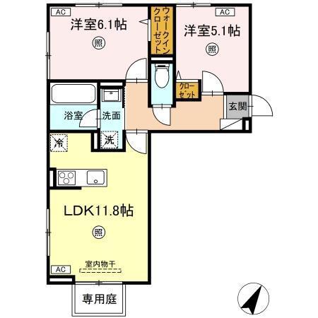 D-RESENA丸山S(2LDK/1階)の間取り写真