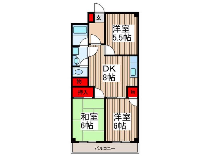 パールマンションII(3DK/3階)の間取り写真