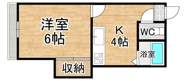 クレス東2条(1K/3階)の間取り写真
