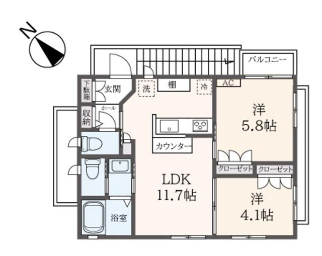 YMハウス(2LDK/2階)の間取り写真