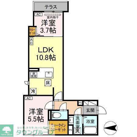 セレスティア西寺尾 A(2LDK/1階)の間取り写真