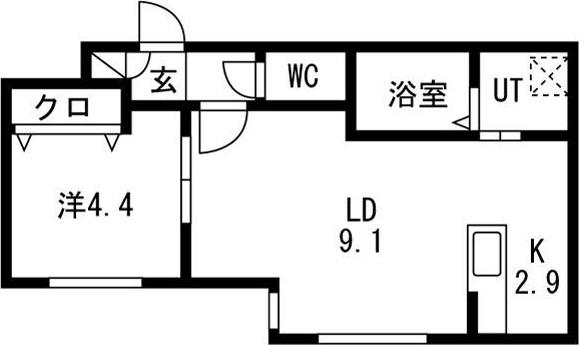 LICHTRARE発寒南(1LDK/4階)の間取り写真