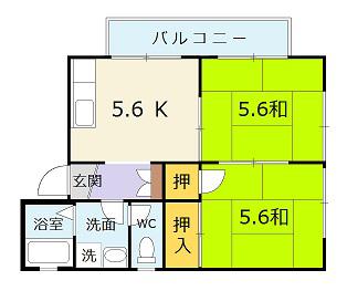 プレジール加藤 C棟(2K/2階)の間取り写真