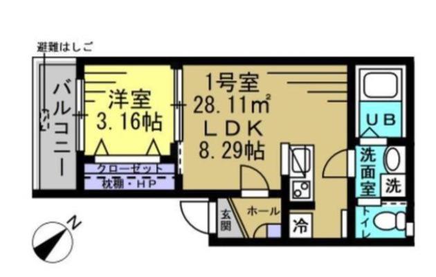エージェイ南流山ノース 5(1LDK/3階)の間取り写真