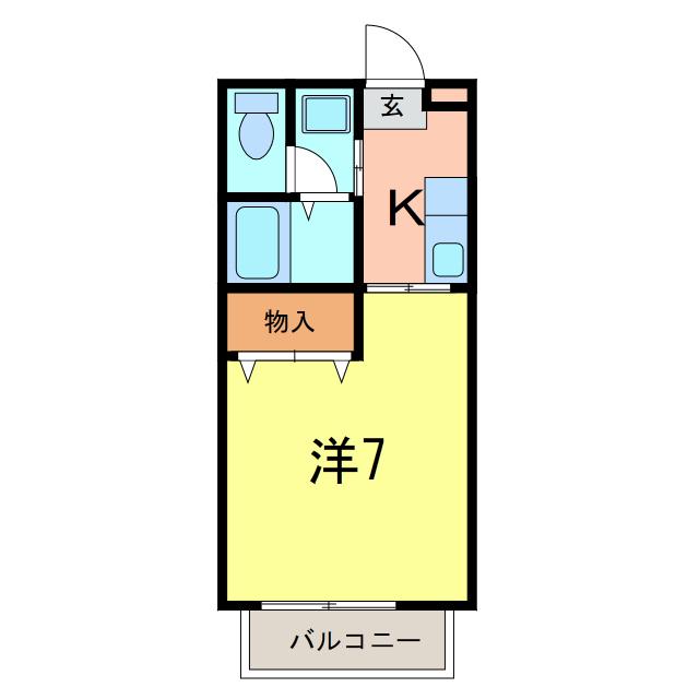 サープラスはざま(1K/1階)の間取り写真