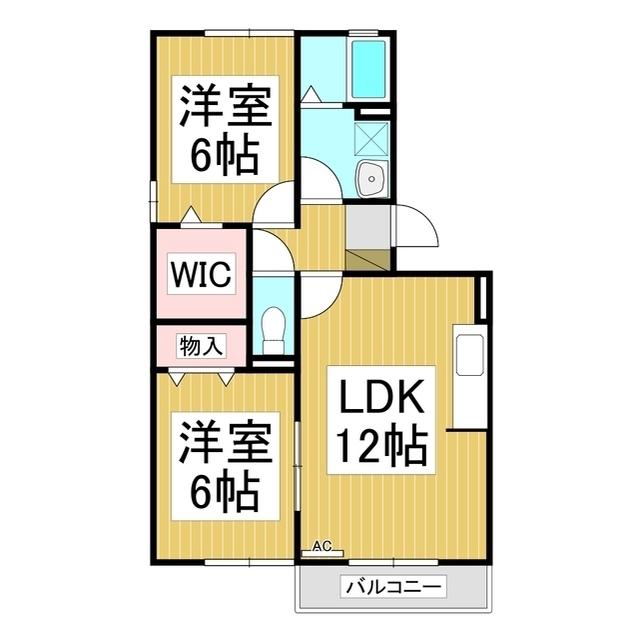 ライジング・エムB棟(2LDK/2階)の間取り写真