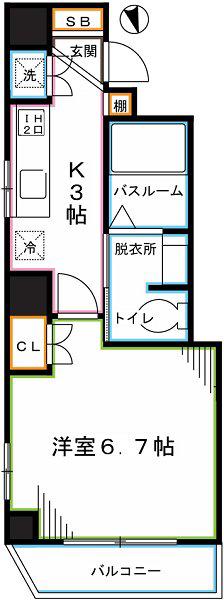 PARK LANE国分寺(1K/4階)の間取り写真