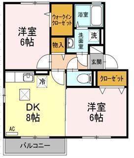 セジュール杉山A棟(2DK/1階)の間取り写真