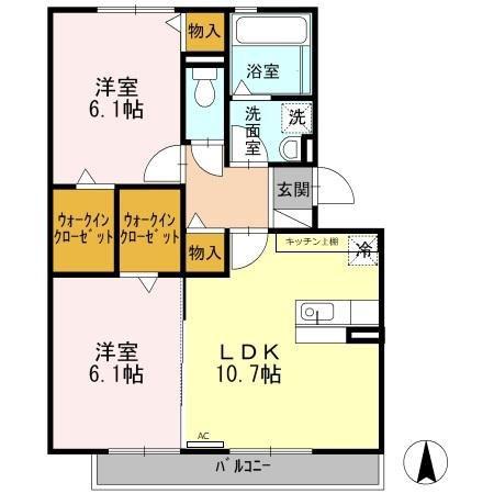 サンプレジオII(2LDK/2階)の間取り写真