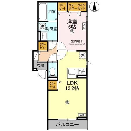 D-ROOM 光(1LDK/2階)の間取り写真