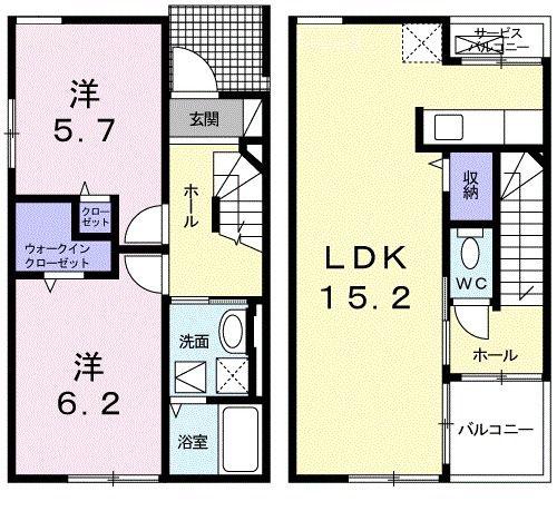 アルバーダC(2LDK/1階)の間取り写真
