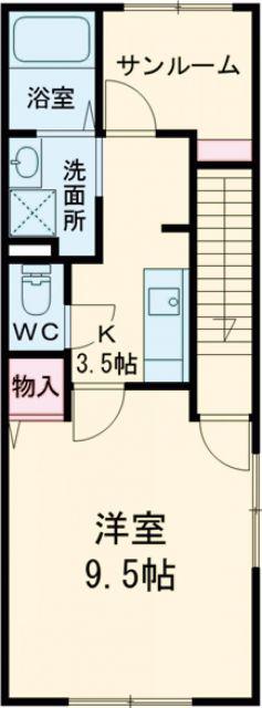 コージーコート大学前(1SLK/2階)の間取り写真