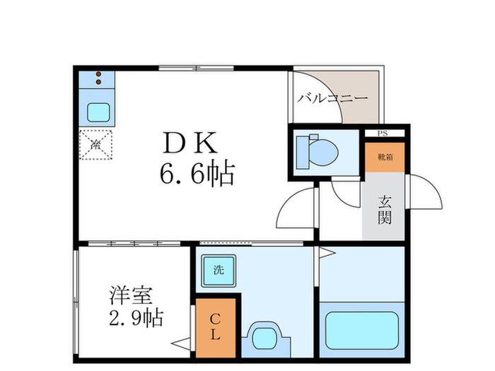 スカイイオリ(1DK/3階)の間取り写真