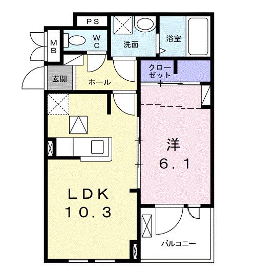 グラシアス(1LDK/1階)の間取り写真
