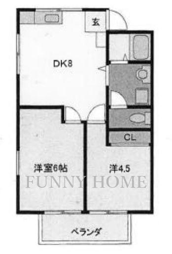 ピュア赤堤(2DK/2階)の間取り写真