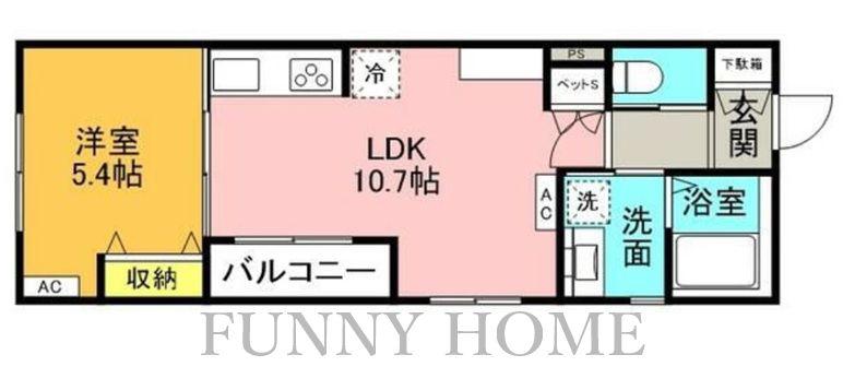 KOMAZAWA KOUEN TERRACE(1LDK/3階)の間取り写真