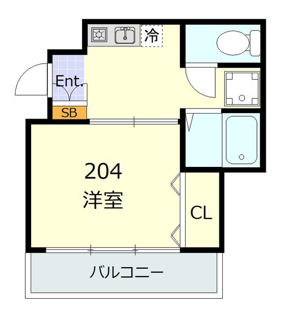 ノースヒルズ仲町台(1K/2階)の間取り写真