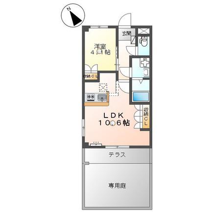 スカイパレス(1LDK/1階)の間取り写真