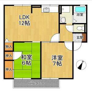 プリメールカラト(2LDK/1階)の間取り写真