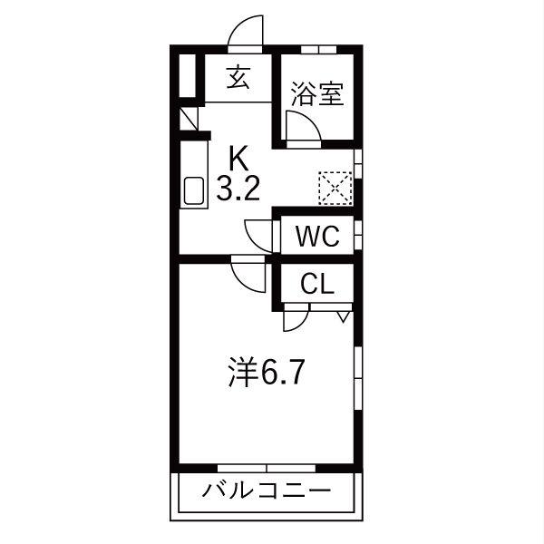 大宮サンハイム(1K/1階)の間取り写真