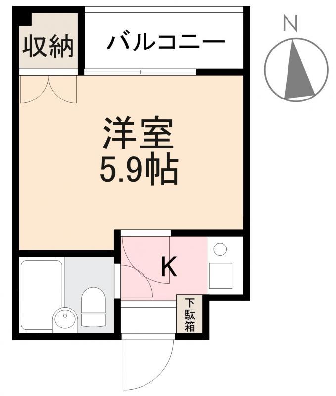 パサージュS(1K/4階)の間取り写真