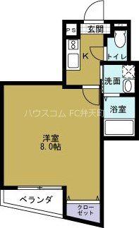 アバンス南市岡(1K/3階)の間取り写真
