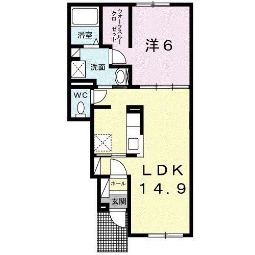 AREN(1LDK/1階)の間取り写真