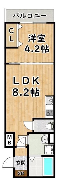 ディーポルタコンフォート(1LDK/2階)の間取り写真