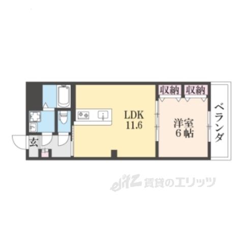 シャルレ7番館(1LDK/4階)の間取り写真