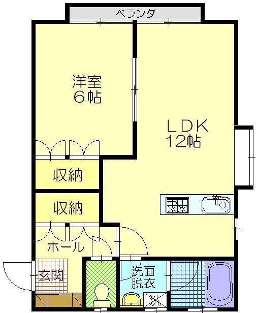 メゾンエスポワール(1LDK/2階)の間取り写真
