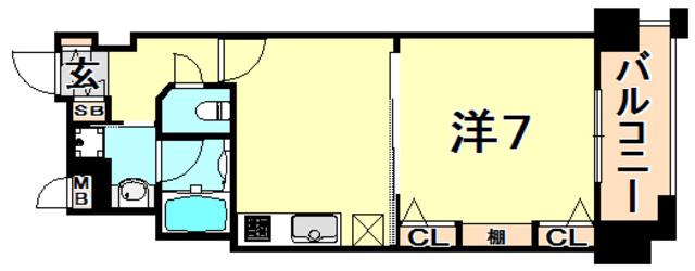 KAISEI神戸海岸通第2(1DK/6階)の間取り写真