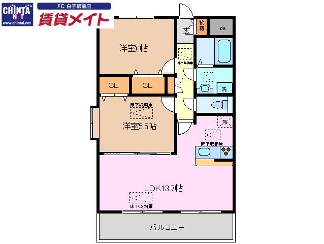 ルネスアニバーサリー(2LDK/1階)の間取り写真