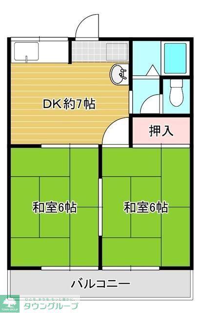 プラムガーデン(2DK/1階)の間取り写真