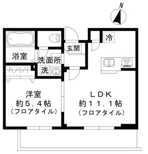 アゼリアガルテン上用賀(1LDK/3階)の間取り写真