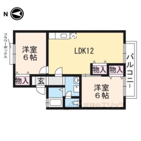 ジュネスヤマザキ(2LDK/2階)の間取り写真