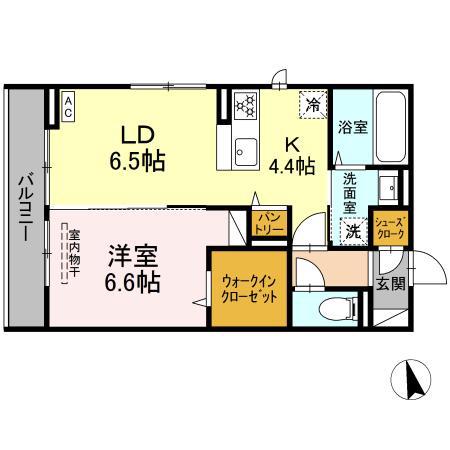 DーROOM 仙台泉(1LDK/3階)の間取り写真