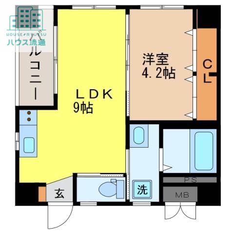 BAMBOO MIDEON(1LDK/3階)の間取り写真
