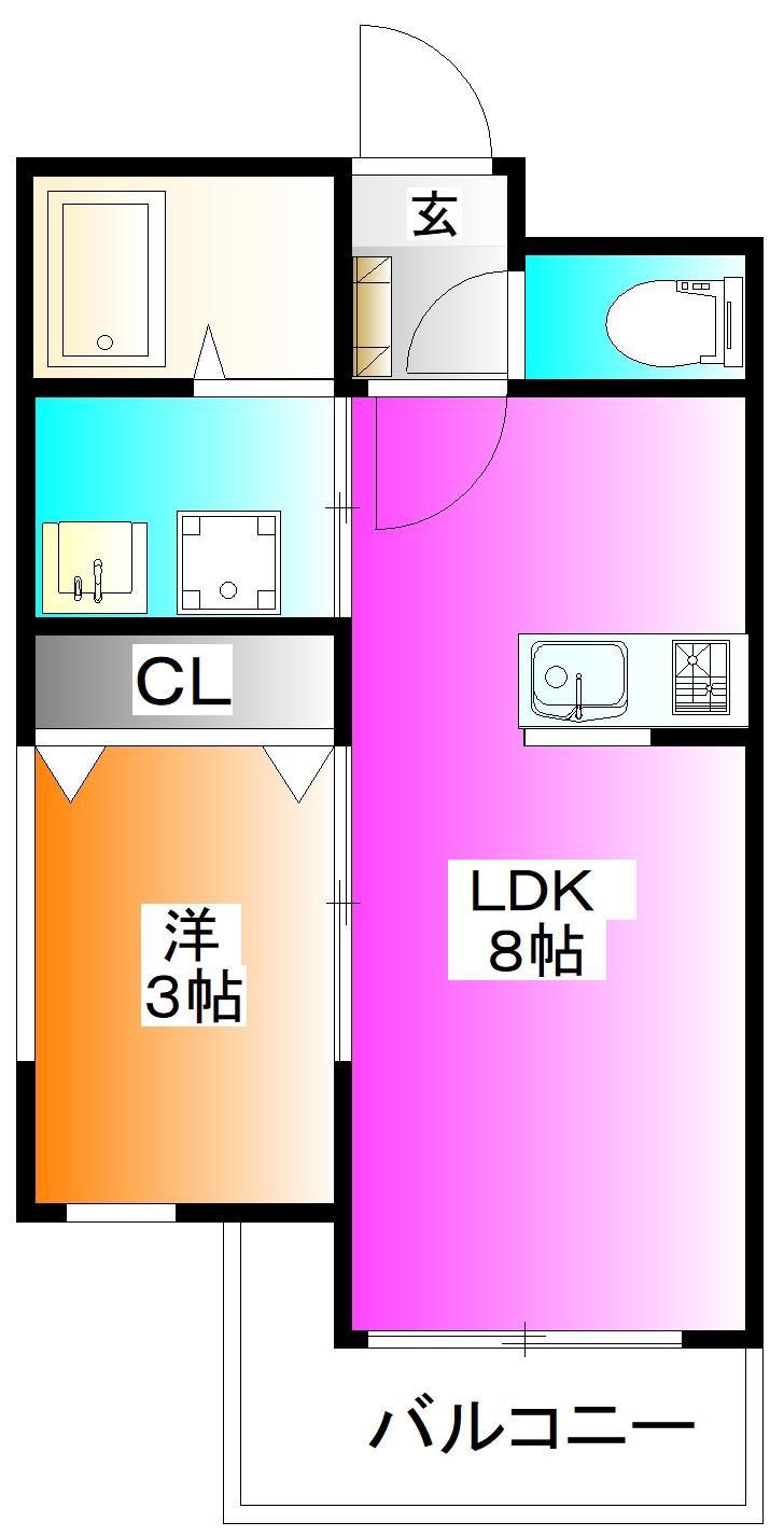 ガーデンヒルズ南浦和(1LDK/3階)の間取り写真