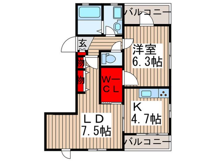 トレインビューネオ宮原駅東口(1LDK/1階)の間取り写真