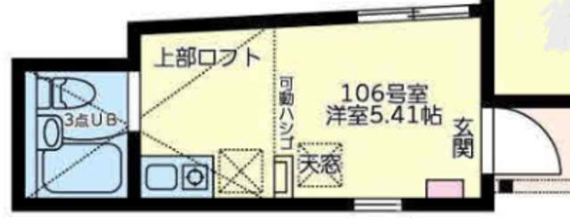 ユナイト和田町スウィーツアンサンブル(ワンルーム/1階)の間取り写真